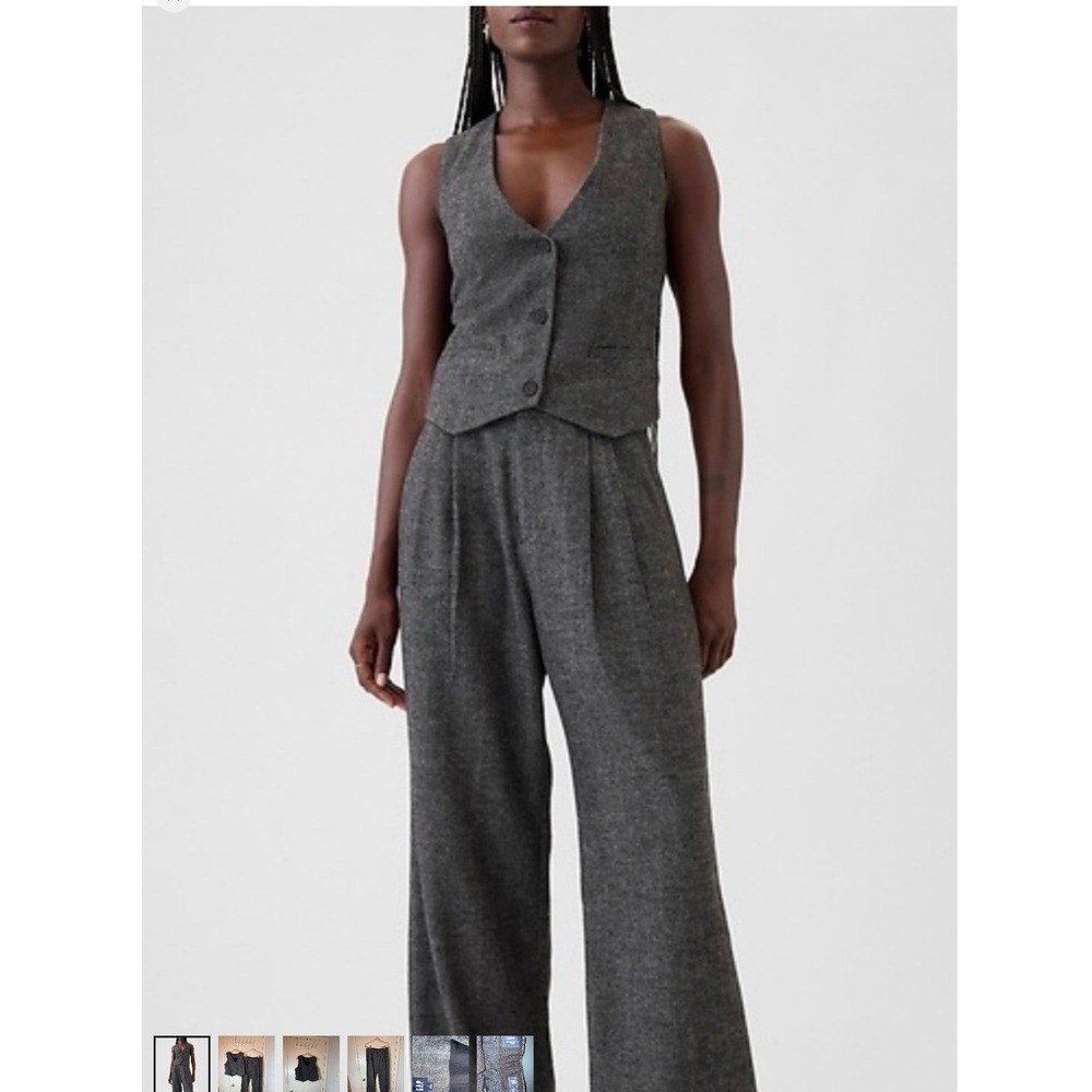 NEW Gap Womens High Rise Wide Leg Trouser 6 Tall Grey Pleated Dress Pants Fall